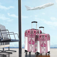 Ukraine Luggage Cover Traditional Braided Rope Belt Pink Folk Pattern