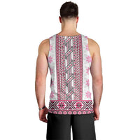 Ukraine Men Tank Top Traditional Braided Rope Belt Pink Folk Pattern