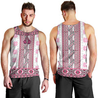 Ukraine Men Tank Top Traditional Braided Rope Belt Pink Folk Pattern