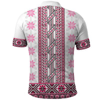 Ukraine Polo Shirt Traditional Braided Rope Belt Pink Folk Pattern