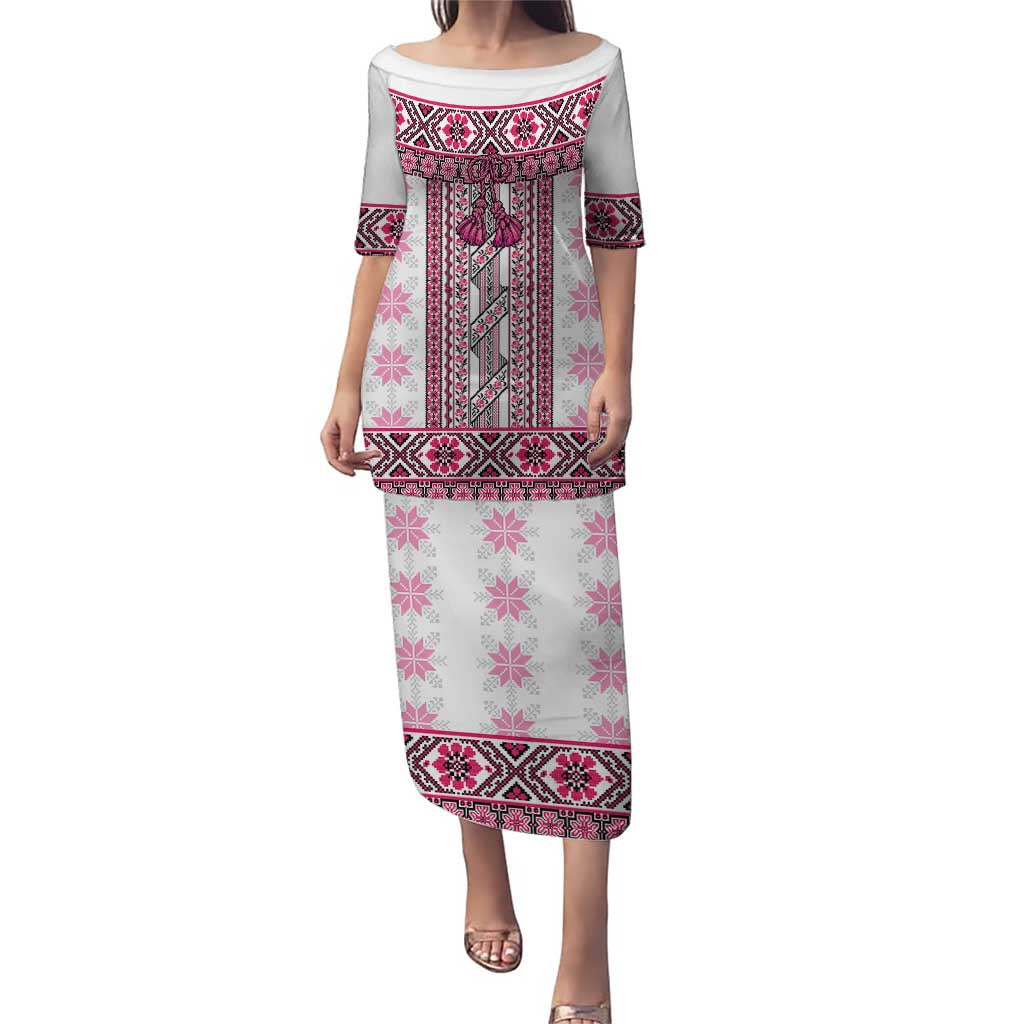 Ukraine Puletasi Traditional Braided Rope Belt Pink Folk Pattern