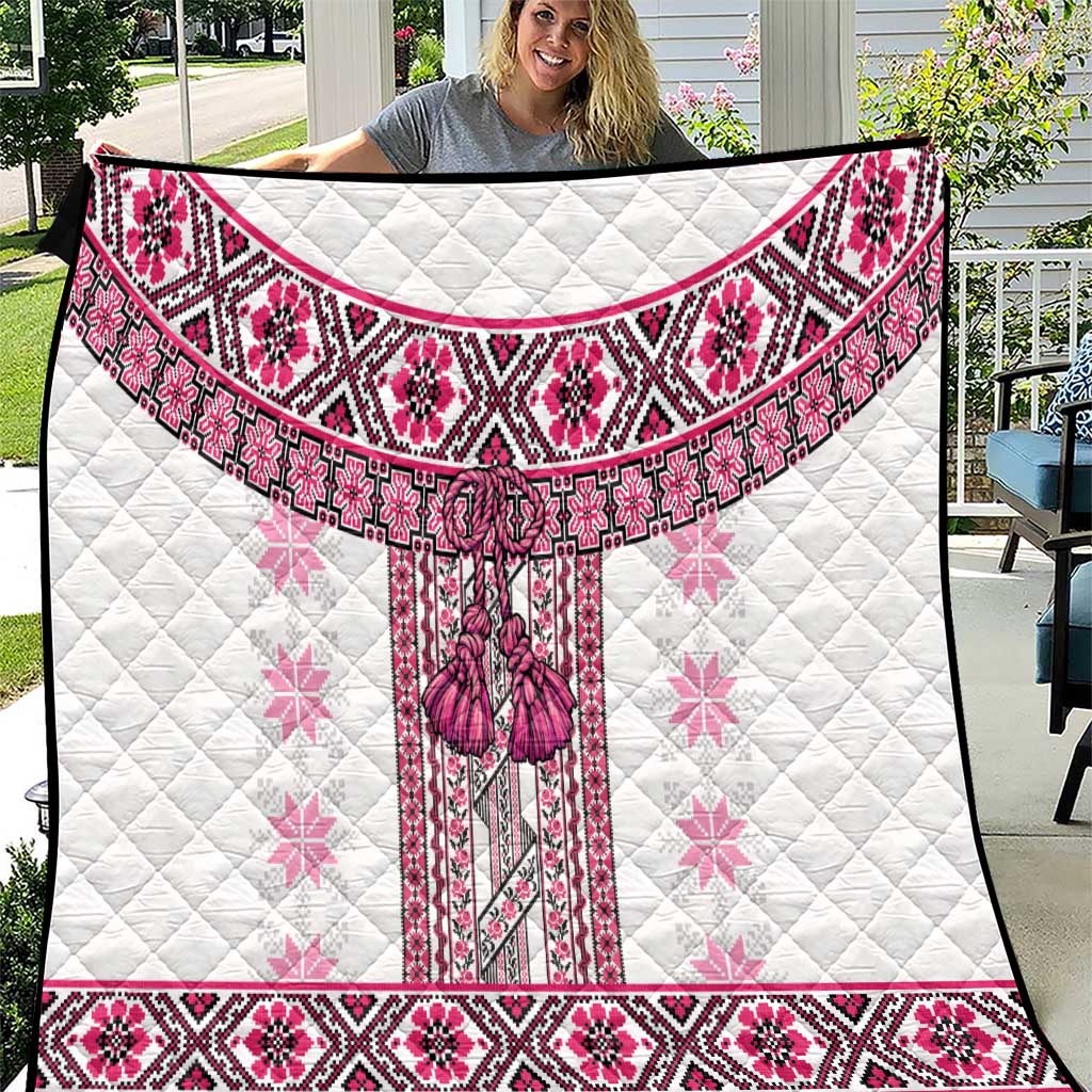 Ukraine Quilt Traditional Braided Rope Belt Pink Folk Pattern