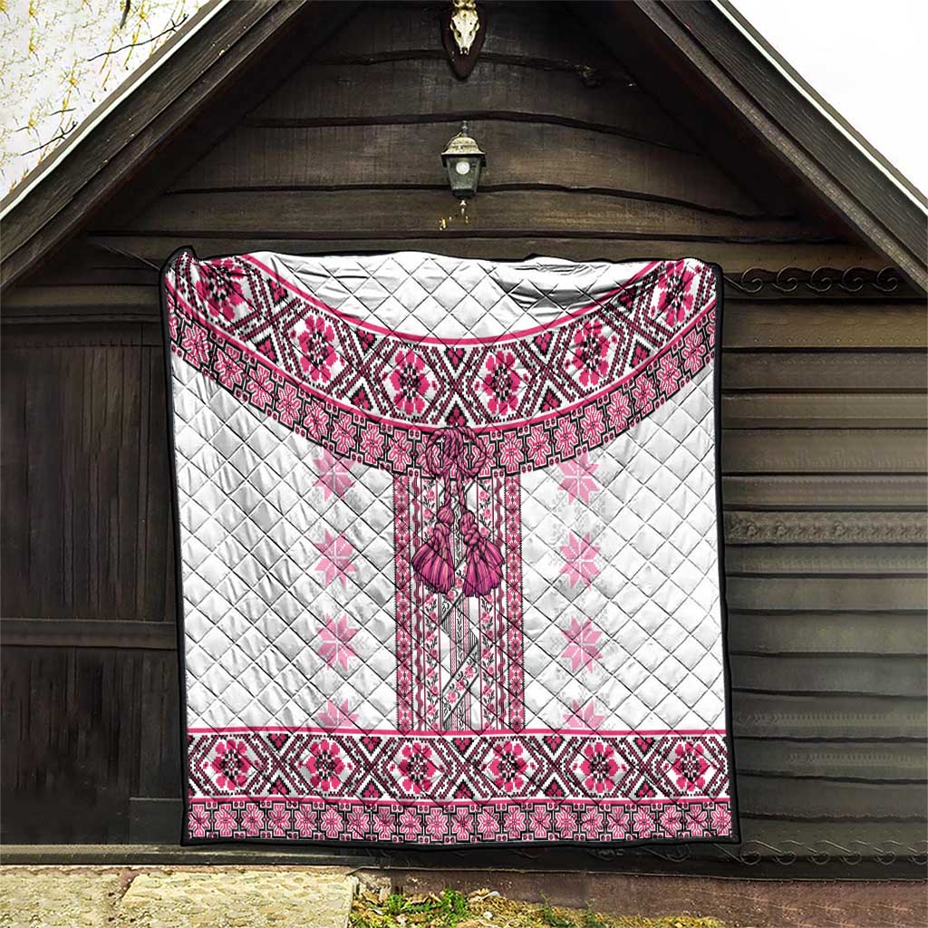 Ukraine Quilt Traditional Braided Rope Belt Pink Folk Pattern