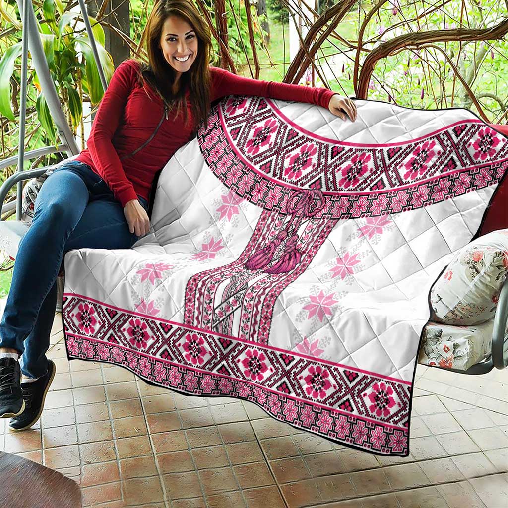 Ukraine Quilt Traditional Braided Rope Belt Pink Folk Pattern