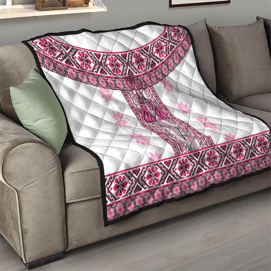 Ukraine Quilt Traditional Braided Rope Belt Pink Folk Pattern