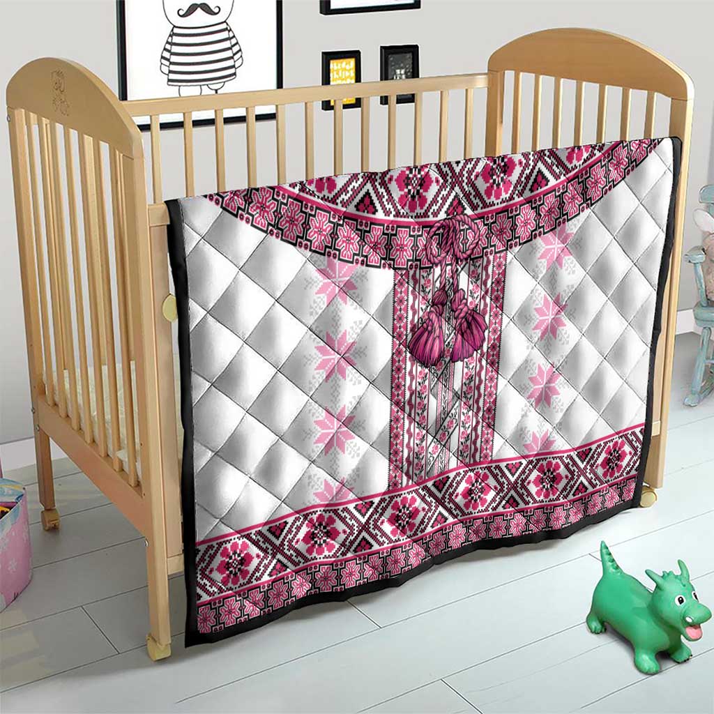 Ukraine Quilt Traditional Braided Rope Belt Pink Folk Pattern