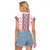 Ukraine Raglan Cropped T Shirt Traditional Braided Rope Belt Pink Folk Pattern