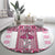 Ukraine Round Carpet Traditional Braided Rope Belt Pink Folk Pattern