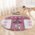 Ukraine Round Carpet Traditional Braided Rope Belt Pink Folk Pattern