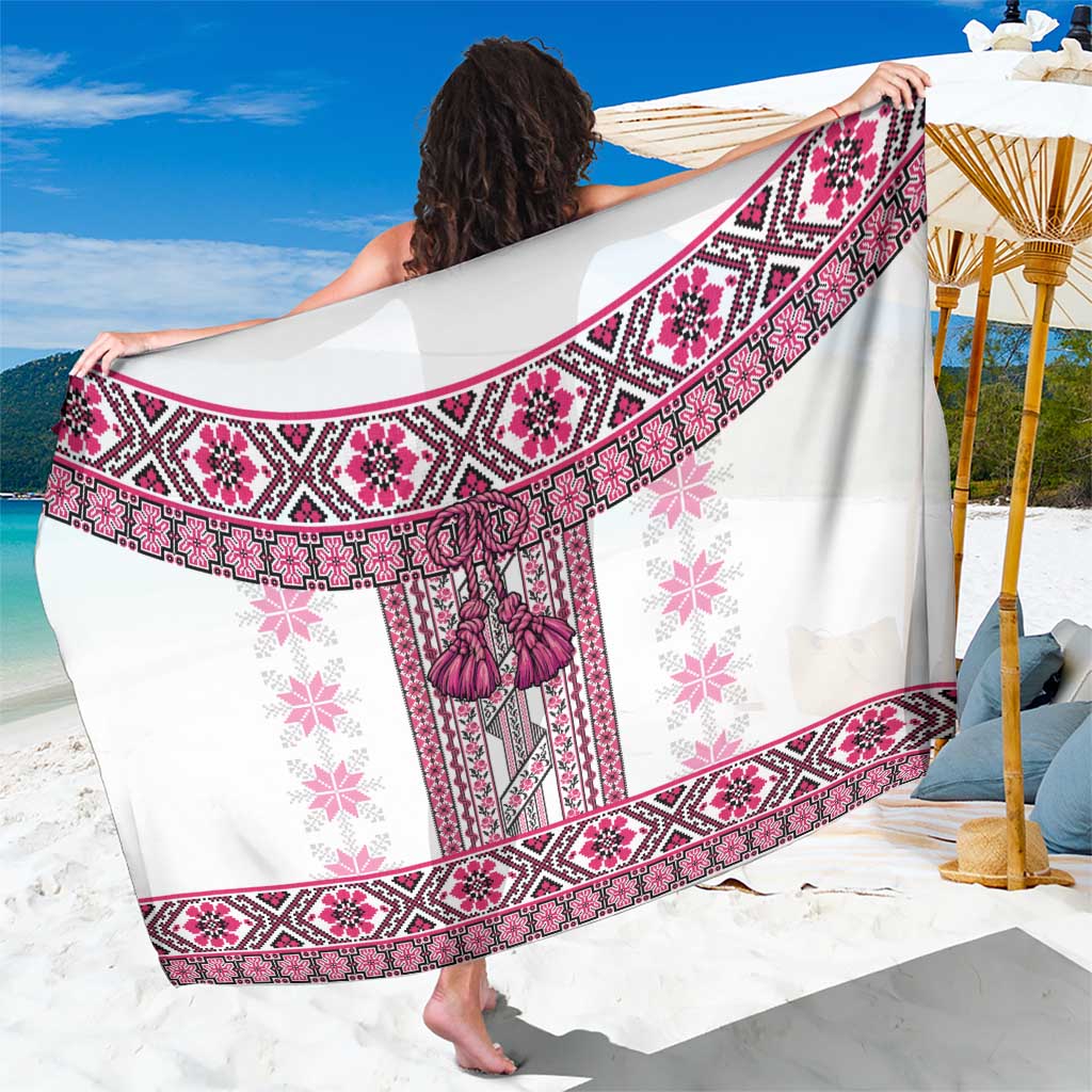 Ukraine Sarong Traditional Braided Rope Belt Pink Folk Pattern