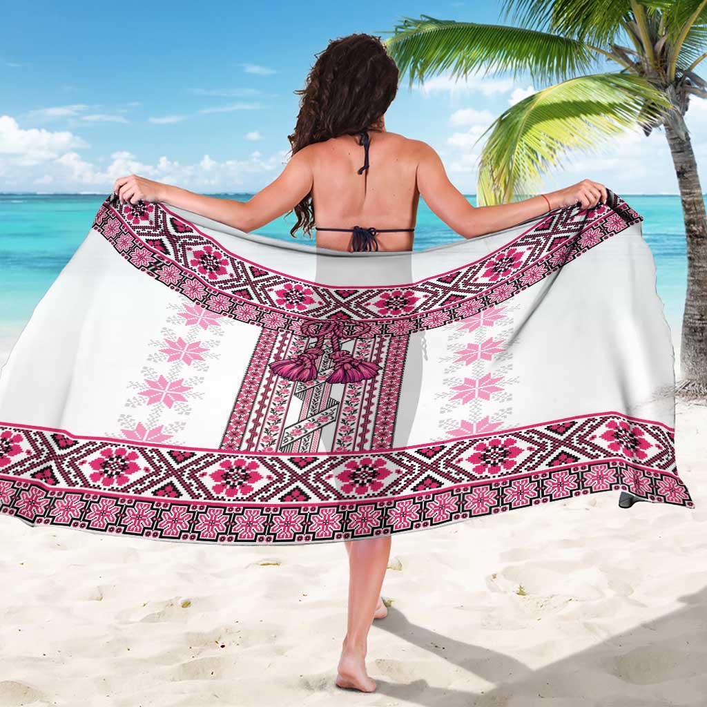 Ukraine Sarong Traditional Braided Rope Belt Pink Folk Pattern