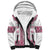 Ukraine Sherpa Hoodie Traditional Braided Rope Belt Pink Folk Pattern