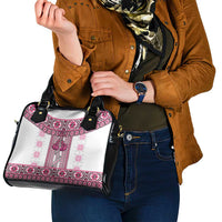 Ukraine Shoulder Handbag Traditional Braided Rope Belt Pink Folk Pattern