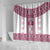 Ukraine Shower Curtain Traditional Braided Rope Belt Pink Folk Pattern
