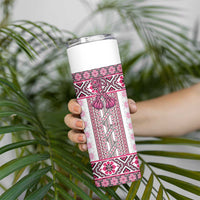 Ukraine Skinny Tumbler Traditional Braided Rope Belt Pink Folk Pattern