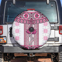 Ukraine Spare Tire Cover Traditional Braided Rope Belt Pink Folk Pattern