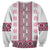 Ukraine Sweatshirt Traditional Braided Rope Belt Pink Folk Pattern