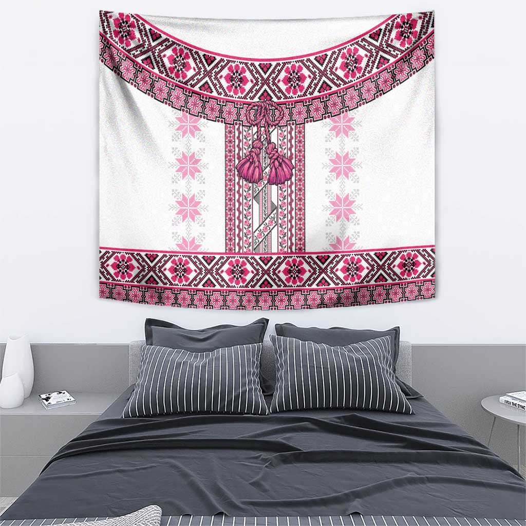 Ukraine Tapestry Traditional Braided Rope Belt Pink Folk Pattern