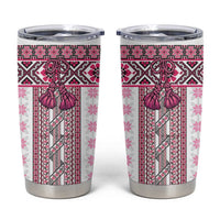 Ukraine Tumbler Cup Traditional Braided Rope Belt Pink Folk Pattern