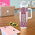 Ukraine Tumbler With Handle Traditional Braided Rope Belt Pink Folk Pattern