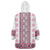 Ukraine Wearable Blanket Hoodie Traditional Braided Rope Belt Pink Folk Pattern