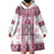Ukraine Wearable Blanket Hoodie Traditional Braided Rope Belt Pink Folk Pattern