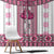 Ukraine Window Curtain Traditional Braided Rope Belt Pink Folk Pattern