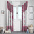 Ukraine Window Curtain Traditional Braided Rope Belt Pink Folk Pattern