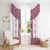 Ukraine Window Curtain Traditional Braided Rope Belt Pink Folk Pattern