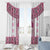 Ukraine Window Curtain Traditional Braided Rope Belt Pink Folk Pattern