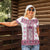 Ukraine Women Polo Shirt Traditional Braided Rope Belt Pink Folk Pattern