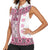Ukraine Women Sleeveless Polo Shirt Traditional Braided Rope Belt Pink Folk Pattern