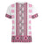 Ukraine Women V-Neck T-Shirt Traditional Braided Rope Belt Pink Folk Pattern
