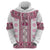 Ukraine Zip Hoodie Traditional Braided Rope Belt Pink Folk Pattern