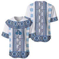 Ukraine Baseball Jersey Traditional Braided Rope Belt Blue Folk Pattern