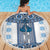 Ukraine Beach Blanket Traditional Braided Rope Belt Blue Folk Pattern