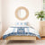 Ukraine Bedding Set Traditional Braided Rope Belt Blue Folk Pattern