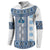Ukraine Button Sweatshirt Traditional Braided Rope Belt Blue Folk Pattern