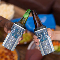 Ukraine 4 in 1 Can Cooler Tumbler Traditional Braided Rope Belt Blue Folk Pattern