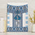 Ukraine Canvas Wall Art Traditional Braided Rope Belt Blue Folk Pattern