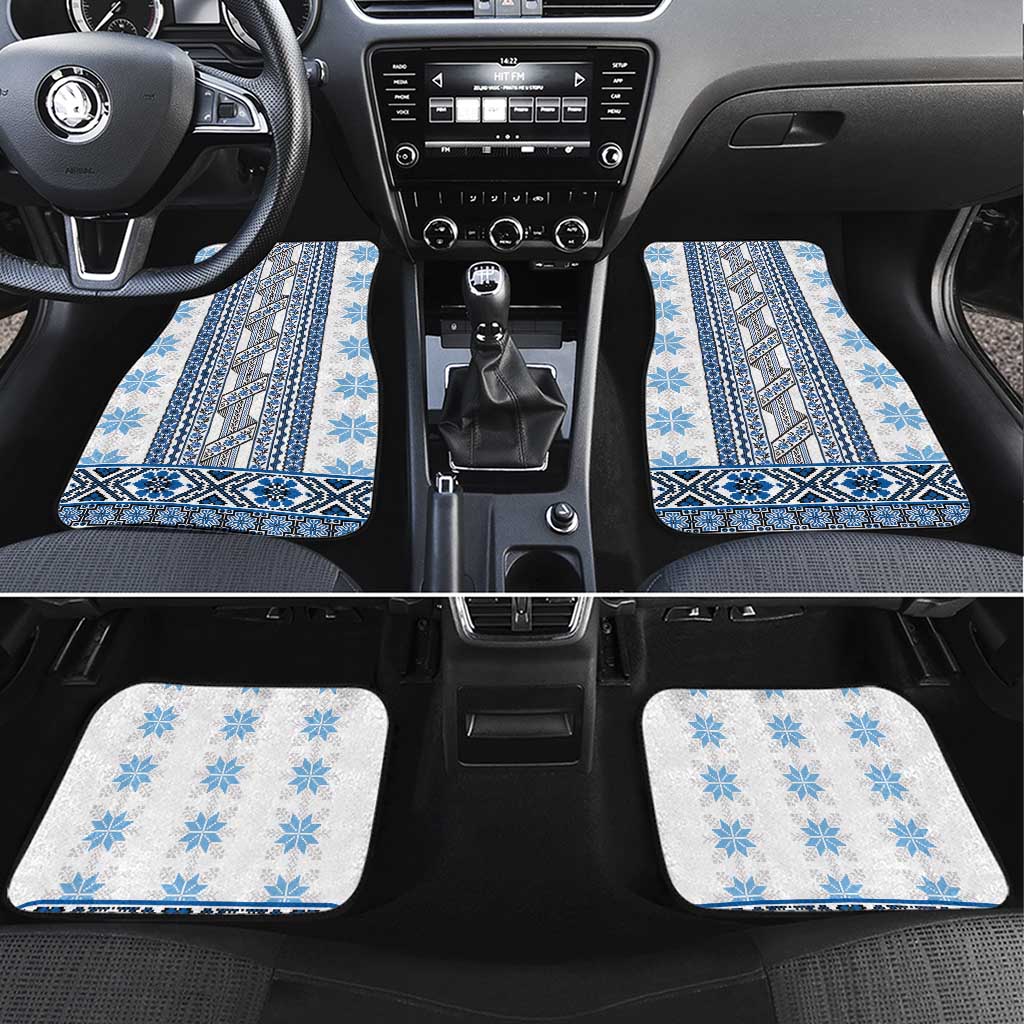 Ukraine Car Mats Traditional Braided Rope Belt Blue Folk Pattern