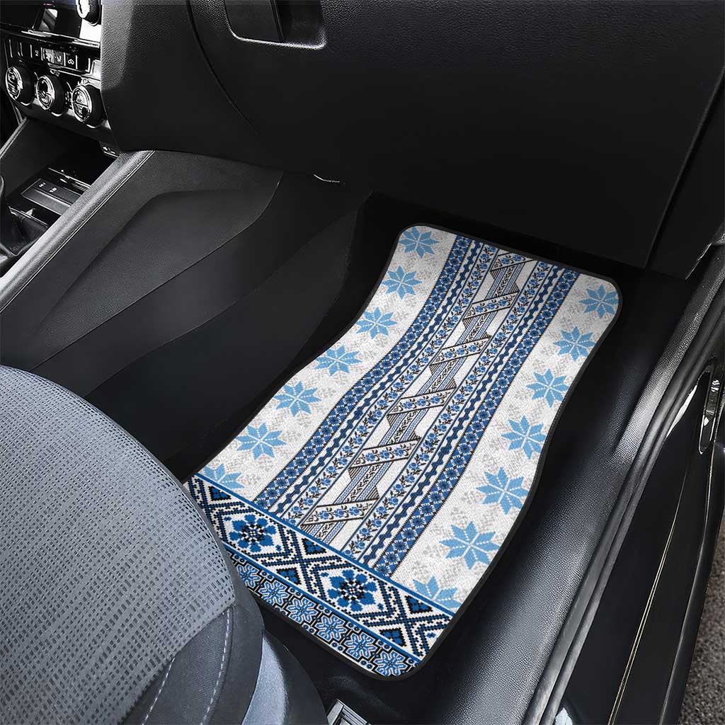 Ukraine Car Mats Traditional Braided Rope Belt Blue Folk Pattern