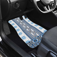 Ukraine Car Mats Traditional Braided Rope Belt Blue Folk Pattern