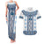 Ukraine Couples Matching Tank Maxi Dress and Hawaiian Shirt Traditional Braided Rope Belt Blue Folk Pattern