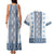 Ukraine Couples Matching Tank Maxi Dress and Hawaiian Shirt Traditional Braided Rope Belt Blue Folk Pattern