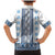 Ukraine Family Matching Mermaid Dress and Hawaiian Shirt Traditional Braided Rope Belt Blue Folk Pattern
