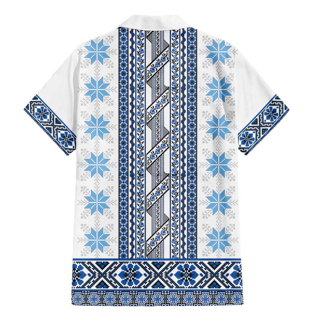 Ukraine Family Matching Mermaid Dress and Hawaiian Shirt Traditional Braided Rope Belt Blue Folk Pattern
