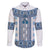 Ukraine Family Matching Off The Shoulder Long Sleeve Dress and Hawaiian Shirt Traditional Braided Rope Belt Blue Folk Pattern