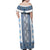 Ukraine Family Matching Off Shoulder Maxi Dress and Hawaiian Shirt Traditional Braided Rope Belt Blue Folk Pattern