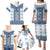 Ukraine Family Matching Puletasi and Hawaiian Shirt Traditional Braided Rope Belt Blue Folk Pattern